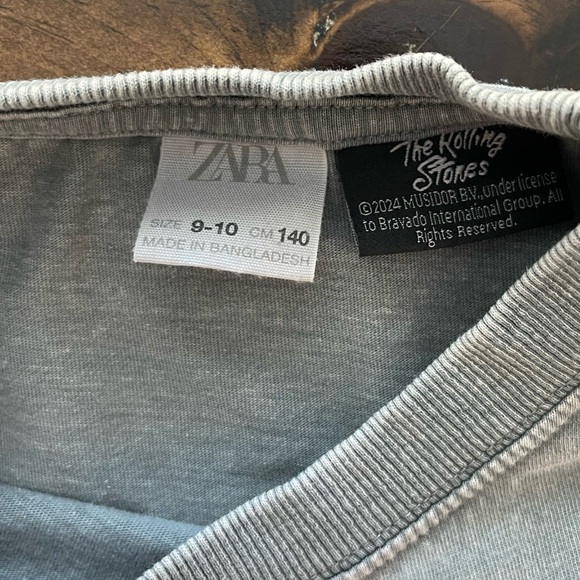 Kids Zara Rolling Stones Washed effect Short Sleeve Tee - Picture 4 of 4